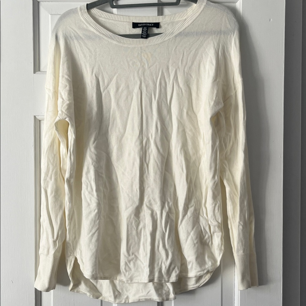 Ellen Tracy Women's Cream Long Sleeve Top